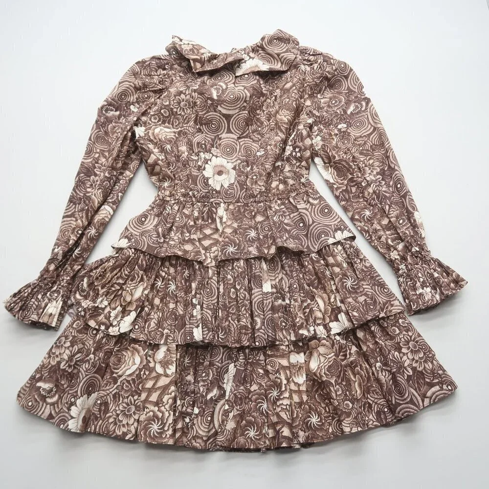 Ulla Johnson Lola Long Sleeve Floral Ruffle Mini Dress Size 4 - Picture 5 of 12